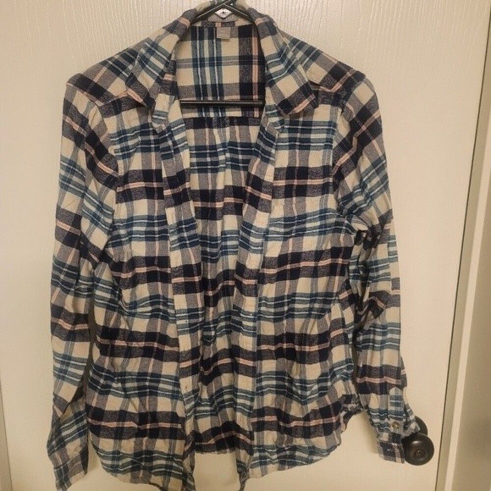 ~ Womens blue button up plaid flannel Fall Creek shirt - size XL